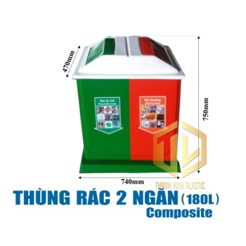 thùng rác phan lo?i 2 ng?n 180 lít