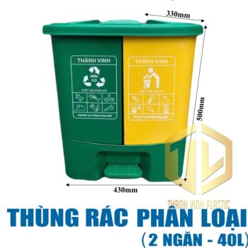 Thùng rác phan lo?i 2 ng?n 40 lít