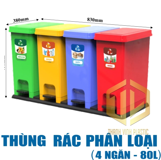 thung rac phan loai 4 ngan 80l