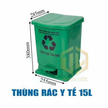 thung rac y te 15l xanh